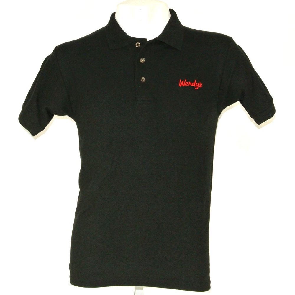 WENDY'S HAMBURGERS Black Polo Shirt Employee Uniform NEW Size L Large